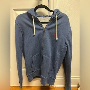 Men’s Polo Blue Cotton Zip Hoodie - Size Small